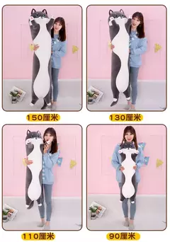Imagem do Adorável Husky Side Sleeping Body Pillow, longo travesseiro para cama e sofá, decorativo para casa, presente de aniversário fofo para crianças e adultos, 50-130cm