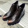 Botas de couro italiano para homens, botas de motocicleta de plataforma alta marca de luxo, sapatos de neve inverno
