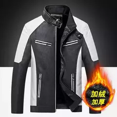 Jaqueta de couro fina masculina, emenda, locomotiva, retrô, moda lazer, mais vendida, primavera e outono, 2023