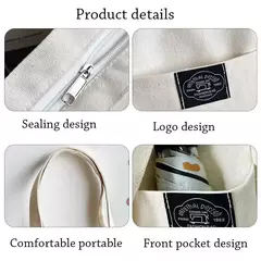 Sacola de lona monocromática para mulheres, designer, bolsa casual, bolsa de ombro, grande capacidade, algodão, reutilizável, praia, compras na internet
