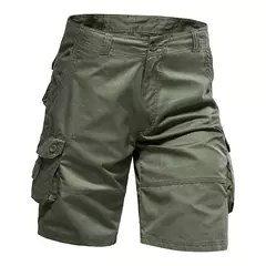 Calções de algodão de bolso múltiplo masculino, macacão de cor sólida de alta qualidade, casual ao ar livre, calças curtas esportivas, novo verão - comprar online