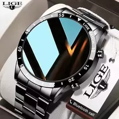 LIGE-Luxo Full Circle Touch Screen Smart Watch para Homens, Bluetooth Call, Faixa de Aço, Impermeável, Esportes, Fitness, Android, iOS - comprar online