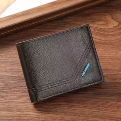 Carteira de couro sintético curta bifold masculina, titular do cartão de identificação de crédito bolsa billfold, Business Slim Clutch, monocromática - loja online