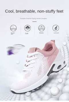 Tênis de corrida respirável feminino, tênis feminino, malha leve, almofada de ar, calçados esportivos, ao ar livre, com renda, treinamento, verão, novo na internet