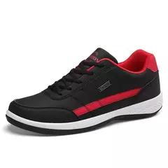 Sapatos masculinos de couro pu tênis tendência casual respirável lazer masculino tênis antiderrapante calçados vulcanizados tenis masculino - loja online