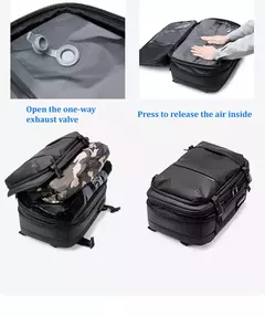Mochila de viagem de compressão a vácuo de grande capacidade para homens, 17 "mochila laptop, mochila expandida na internet