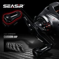 SEASIR Cast X2 Baitcasting Reel 7.3:1 Rolamento cerâmico híbrido Arruela de fibra de carbono Sistema de rolamento duplo N52 Freio Carretilhas de pesca - Wolf Magazine