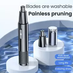 Aparador elétrico recarregável de cabelo para nariz, corte multicinético, recarregável, dois em um, unissex, totalmente automático, aparador lavável
