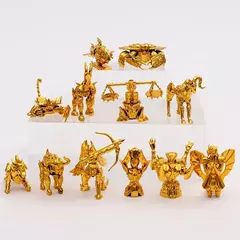 Saint Seiya Gold Zodiac Bonecas Anime, Coleção Figurine Brinquedos, Áries, Touro, Libra, Escorpião, Sagitário, Decoração, 12pcs por conjunto