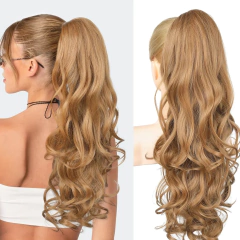 Senhoras agarrar clipe grande onda onda rabo de cavalo peruca fofo invisível grande onda flor de pêra onda rabo de cavalo sintético clip-in uma peça - Wolf Magazine