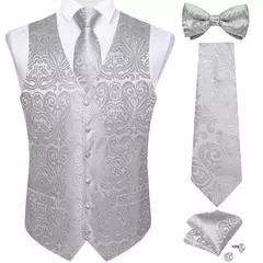 Festa de casamento ouro colete paisley floral jacquard colete masculino 4 pçs colete gravata lenço anel hanky abotoaduras conjunto dibangu