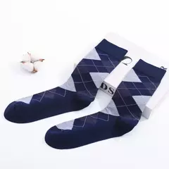 Meias masculinas de algodão penteado, preto, Argyle legal, meias casuais, plus size, alta qualidade, respirável, 5 pares