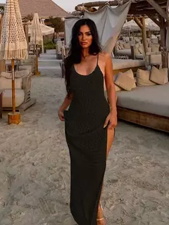 Vestido feminino maxi de malha de espaguete Bodycon praia, borla recortada sexy, roupa de festa do clube de férias de verão, maiô encobrir, K10 na internet