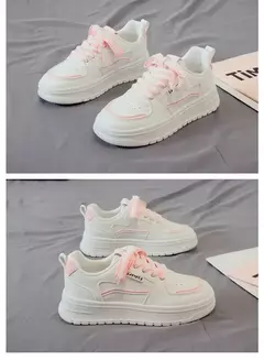Sapatilhas femininas de plataforma, sapatos vulcanizados, sapatos de caminhada casuais, sapatilhas grossas, tênis branco, novo, 2022, 2024 na internet