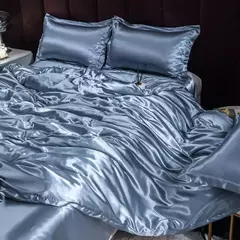 Mulberry Silk Bedding Set, capa de edredão, lençol, fronha, lençol de cetim luxo, cor sólida, rei, rainha, completo, Twin Size - loja online