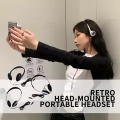 Fones de ouvido portáteis personalidade retro nostálgico fone de ouvido preto estilo moda fone de ouvido sobre a orelha 3.5mm com fio novo - Wolf Magazine