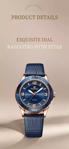 NAVIFORCE-Relógio de couro simples feminino, relógios de pulso casuais, relógio de quartzo feminino, original, nova moda - Wolf Magazine