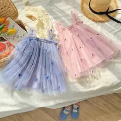 Borboleta 3D para bebês, vestido de princesa tutu, vestido de festa de aniversário, roupa infantil, novo, verão, 1 a 5 anos, 2024 na internet