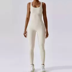 Macacão feminino roupa de uma peça sem mangas o-pescoço bodysuit macacão casual streetwear roupas femininas esportivas - loja online