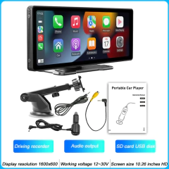 Bqcc 10.26 Polegada portátil mp5 multimídia player de vídeo android auto sem fio carplay tela hd câmera reversa traseira rádio do carro na internet