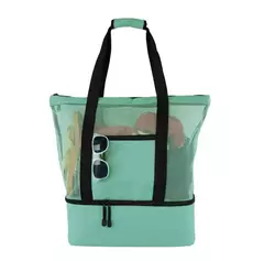 Bolsa de praia de piquenique para mulheres, malha, transparente, camada dupla, armazenamento de natação, alta capacidade, sacolas de compras na internet
