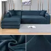Tampa de veludo grosso do sofá para a sala de estar, tampa elástica, sofá de canto em forma L, estiramento, 1,2, 3,4 Seater