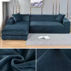 Tampa de veludo grosso do sofá para a sala de estar, tampa elástica, sofá de canto em forma L, estiramento, 1,2, 3,4 Seater