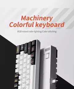 MUCAI-MK61 USB Teclado Mecânico Gaming, Interruptor Vermelho, RGB Backlit, Hot Swappable, 61 Chaves, Com Fio, Cabo Destacável