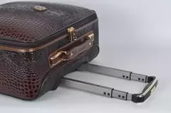 Imagem do Crocodilo Padrão Couro Rolando Bagagem, Embarque Trolley Mala, Bagagem de Viagem Real para Homens e Mulheres, 16 20 24 Polegada