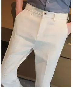 Calça de waffle masculina, calça de negócios masculina de casamento e social, vestido de baile e festa, preto e branco, nova moda, 2024 - loja online