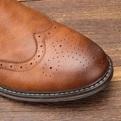 Botas de couro brogue masculinas clássicas, botas Chelsea, estilo americano, Al - Wolf Magazine