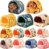 Bonito dos desenhos animados coelho esquilo mini gaiola cobaia ninho pequeno animal ratos rato animal de estimação dormir cama hamster casa inverno quente macio esteira