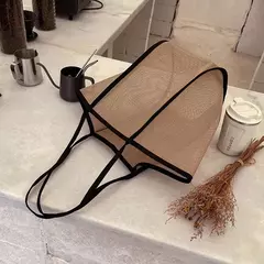 Bolsa de malha de grande capacidade feminina, pacote viagem praia, bolsa de ombro única, bolsa feminina, design Hollow Out, moda - comprar online