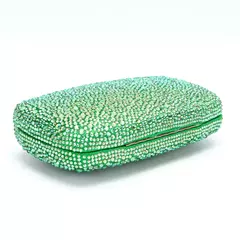 Bolsa noite strass para mulheres, bolsas de casamento, corrente de cristal, ouro, prata, pedras da noite, marrom, verde, pedras azuis - Wolf Magazine