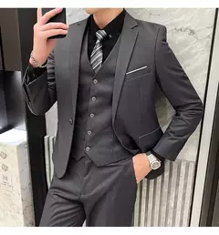 Terno de casamento casual de negócios masculino, conjunto de 3 peças, colete e calças masculinas bonitas de banquete, alta qualidade, nova moda, R$ 2020 na internet