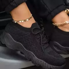 Tênis de malha respirável com cordões para mulheres, sapatos vulcanizados com plataforma, tamanho grande - comprar online