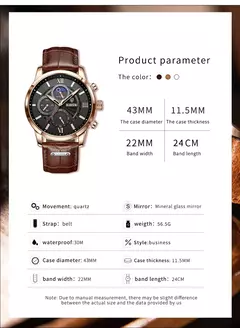 LIGE-Relógio de quartzo de couro marrom de luxo masculino, relógio impermeável, relógios esportivos, marca superior, casual, novo, 2022 - Wolf Magazine