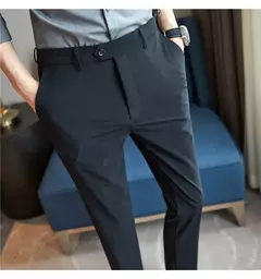 Calça elástica de seda gelada masculina, alta qualidade, respirável, casual, de negócios, escritório, social, primavera, verão, 2022 - comprar online
