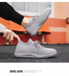 Sapatilhas masculinas de malha respirável, sapatilhas casuais, leves, confortáveis, de corrida, tênis, meias elásticas - comprar online