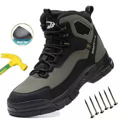 Sapatos de segurança leves impermeáveis masculinos, sapatilha à prova de perfurações, sapato de aço, botas indestrutíveis
