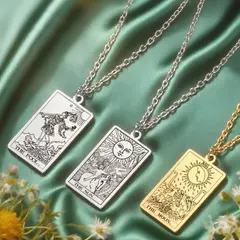 Dawapara cartas de tarô colar feminino colar de aço inoxidável riqueza amuleto clássico tarô grandes arcanos adivinhação charme jóias - comprar online
