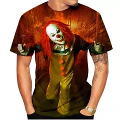 T-shirt de manga curta para homens e mulheres, impressão do palhaço 3d, casual, unisex, hip hop, horror, legal, nova moda verão na internet