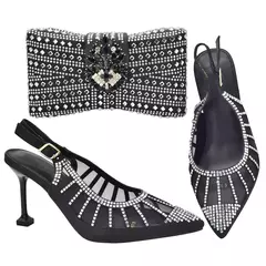 Imagem do Sapato italiano e saco conjunto para mulheres, sapatos nigerianos, bolsa de correspondência para festa de casamento real, sapatos de luxo, moda mais recente