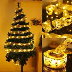 LED Ribbon Fairy Lights para Natal, enfeites de árvore de Natal, decoração, DIY Bows, String Light, Ano Novo, 2025, 2025 - loja online