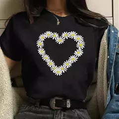 Maycaur-t-shirt de manga curta com estampa em margarida para mulheres, harajuku, anos 90, streetwear, engraçado, bonito, verão na internet