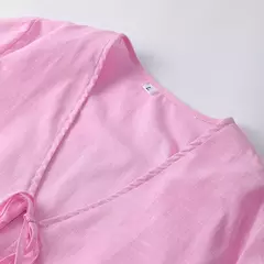 Camisas casuais de linho com renda para mulheres, oco, gola V, blusas de manga comprida, tops para senhora, streetwear, novo, primavera, 2022
