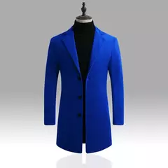 Casaco longo de algodão masculino, corta-vento fino, mistura de lã, cor pura, moda casual de negócios, roupas masculinas, primavera, outono, novo, 2023 - loja online