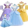 Rapunzel vestido para meninas cinderela belle vestir-se fantasia crianças aniversário princesa traje crianças roupas de festa de halloween 3-10y