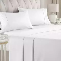 Battilo-Cama de casal Set Sheets, folha plana com Pillowscaso, Luxo Cooling, King and Queen, cama de tamanho completo, 4 PCs - loja online