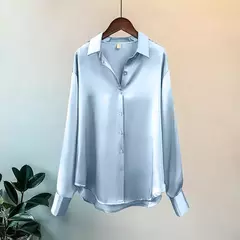Camisa de botão manga longa feminina, blusa de senhora do escritório, blusa casual doce, estilo coreano, moda verão, outono, inverno - loja online